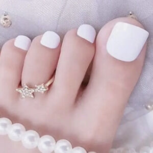 Women's Girls 24 Pieces Elegant White Toenail Patches